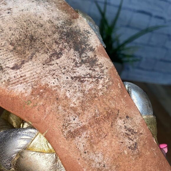 iDoré gold/silver braided flat sandals slides - Picture 7 of 10